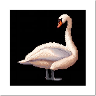 Swan in Pixel Form Posters and Art